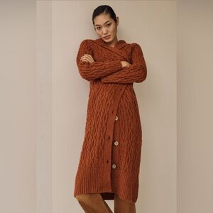 Anthropologie Longline Cable Knit Cardigan Sweater